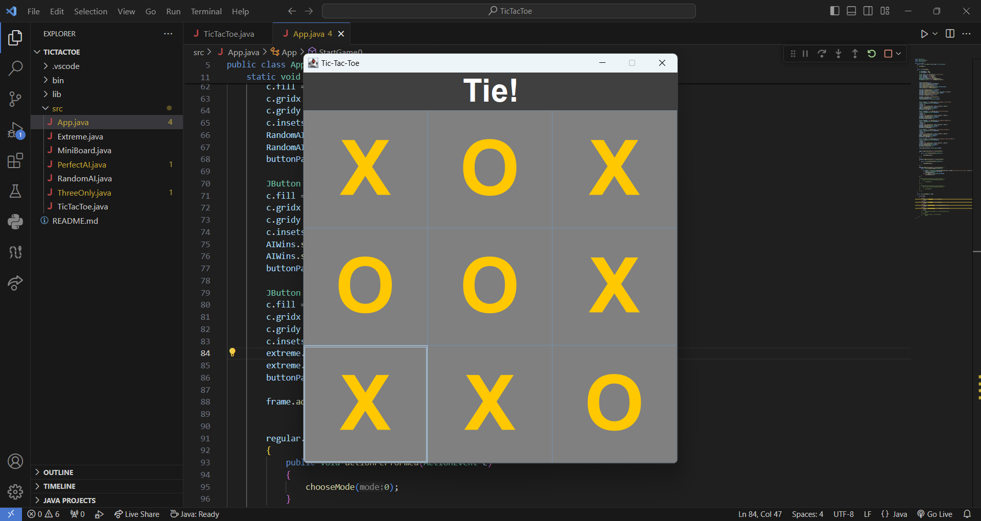 TicTacToe Tie Screen